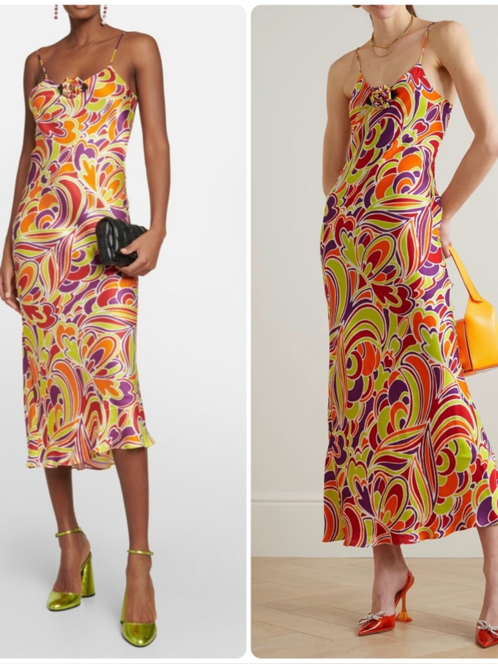 Rodarte Vibrant Swirl Slip Dress Yellow Multi
